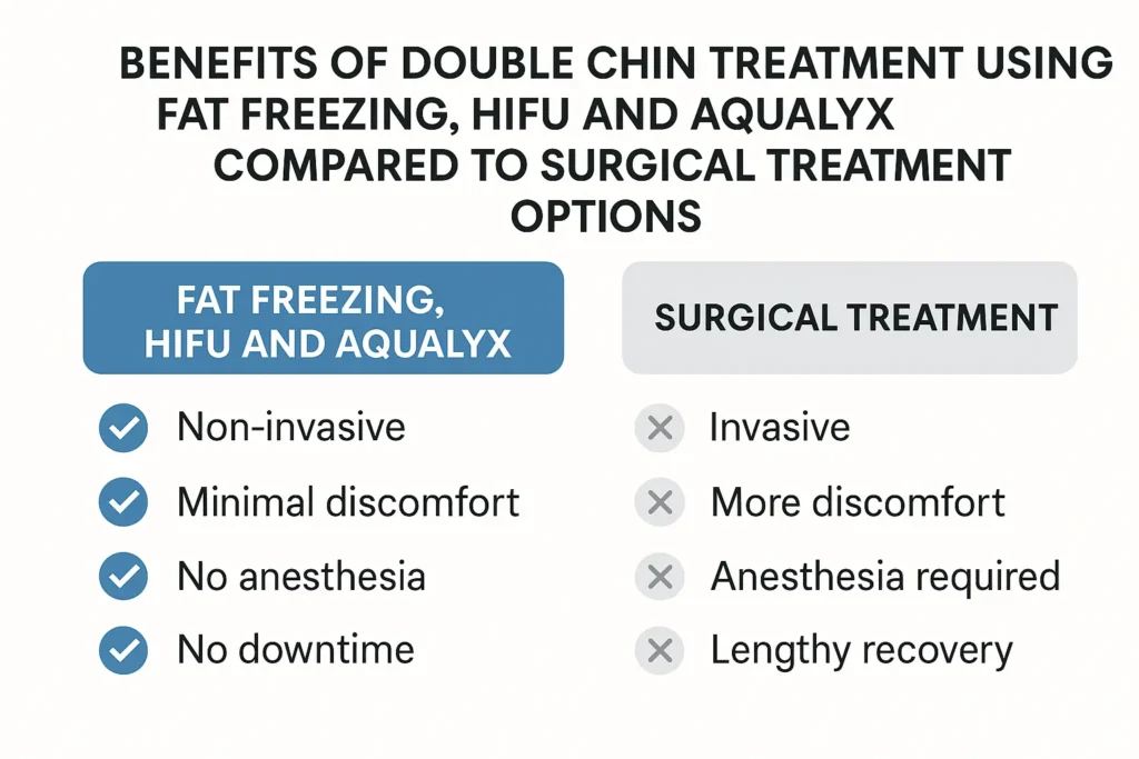 Graphic about the benefits of double chin treatment Congleton - from LA LIPO
