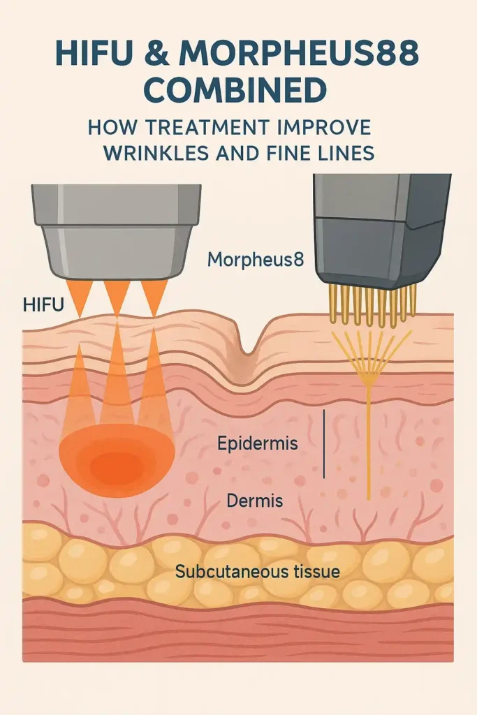 Diagram showing HIFU & Morpeus8 Congleton and the benefits for reduction in wrinkles and fine lines